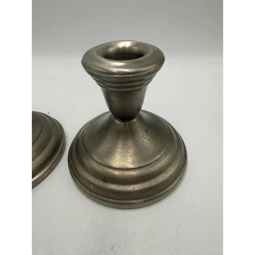Vintage FB Rogers Provincetown Pewterlite Candlestick Holders Pair Taunton Mass